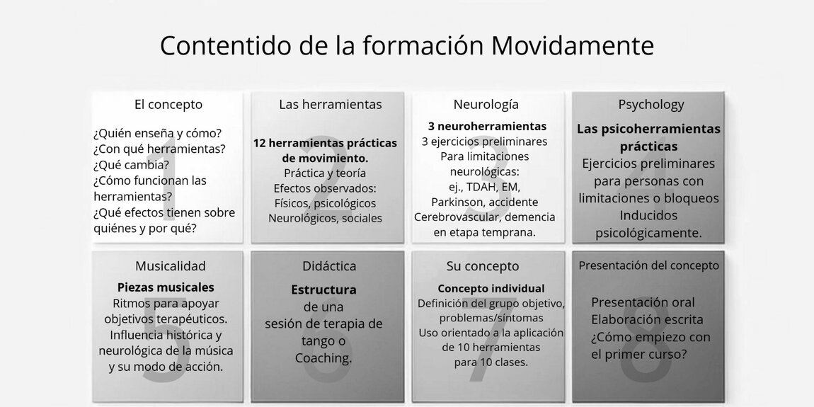 Resumen de los ocho módulos de la formación